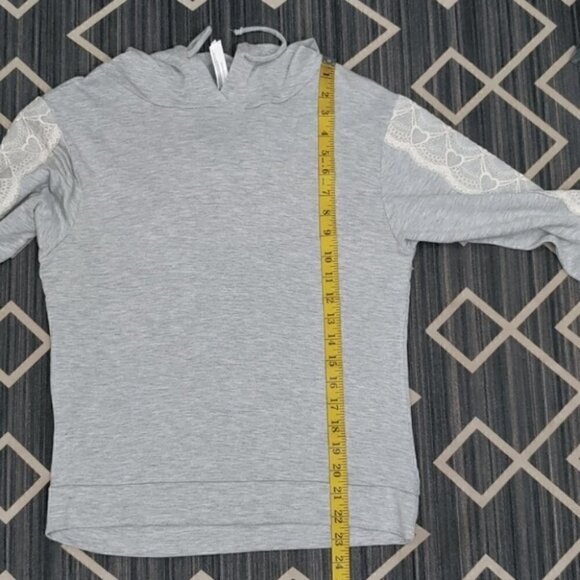 NWT FLORA NIKROOZ gray lace loungewear hoodie sweatshirt - Picture 11 of 16